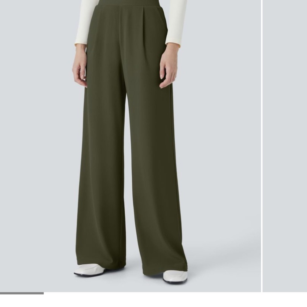 HALARA Flex High Waisted Wide Leg Micro Waffle Work Pants